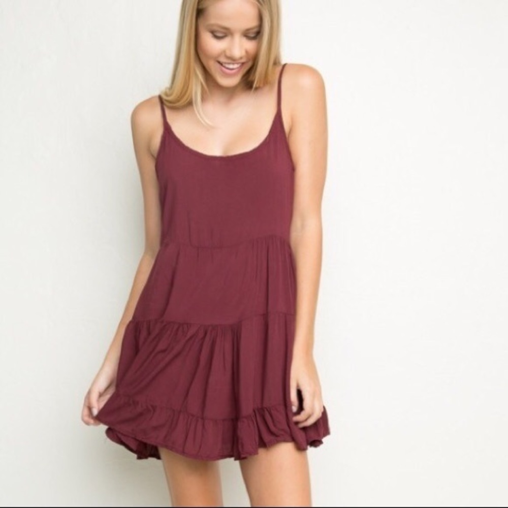 Brandy Melville Burgandy Jada Dress
